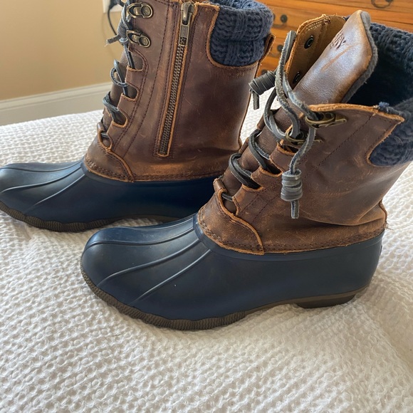 Sperry Womens Brown & Blue Winter Rain Duck Boot Size 8.5m - Picture 3 of 6